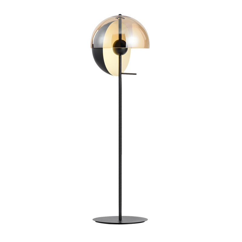 Smokey Glass Floor Lamp With Metal Frame For Ambient Lighting