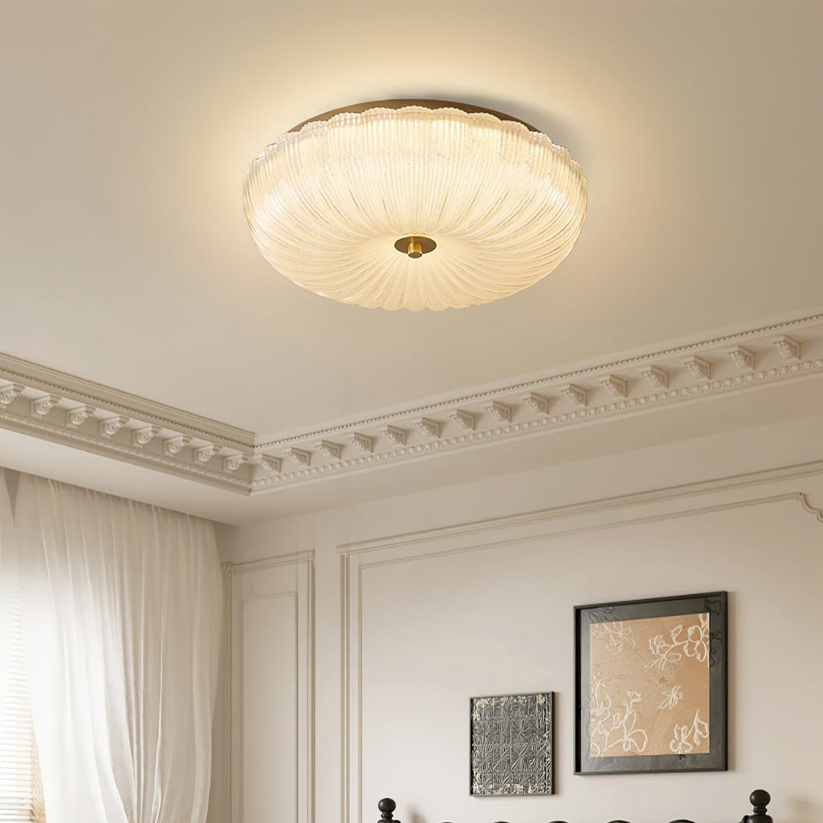 Rippled Glass Flush Mount Ceiling Light for Soft, Even Illumination