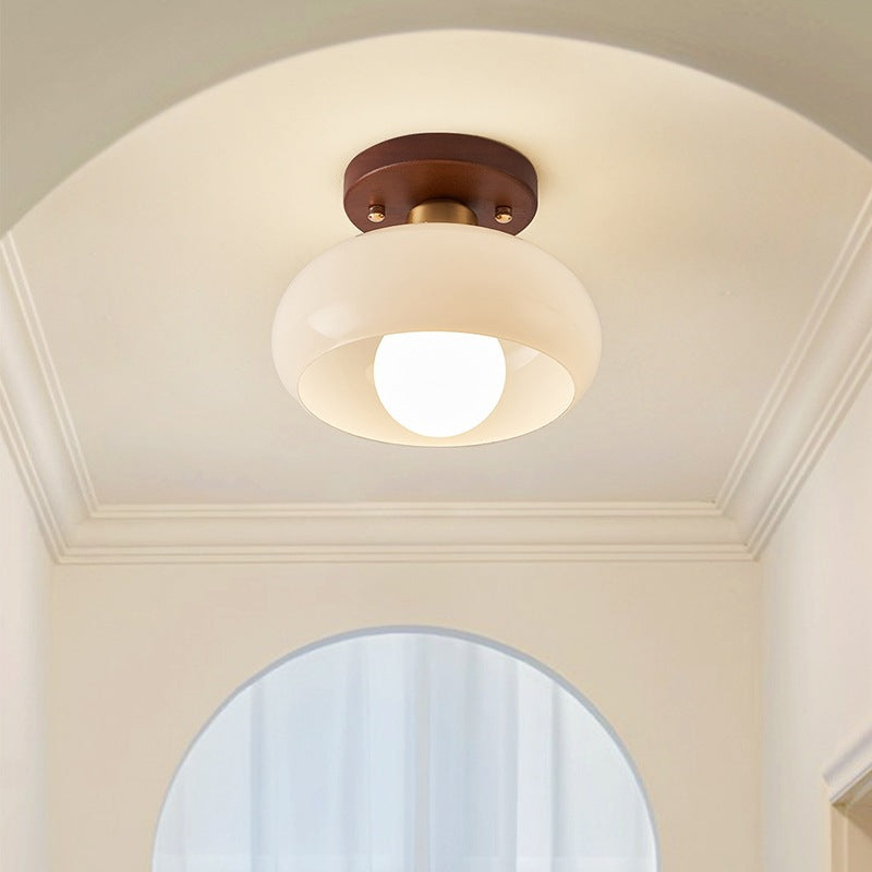 Bauhaus Cream Glass Flush Mount Ceiling Light for Warm Room Lighting