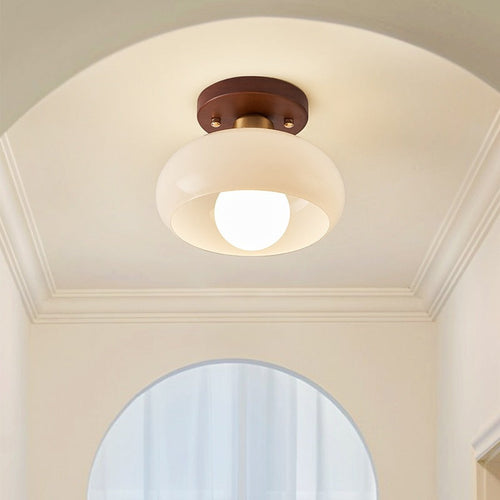Bauhaus Cream Glass Flush Mount Ceiling Light for Warm Room Lighting