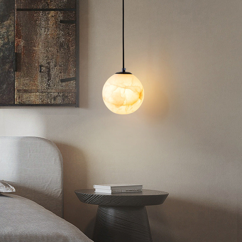 Natural Marble Spherical Pendant Light for Ambient Illumination