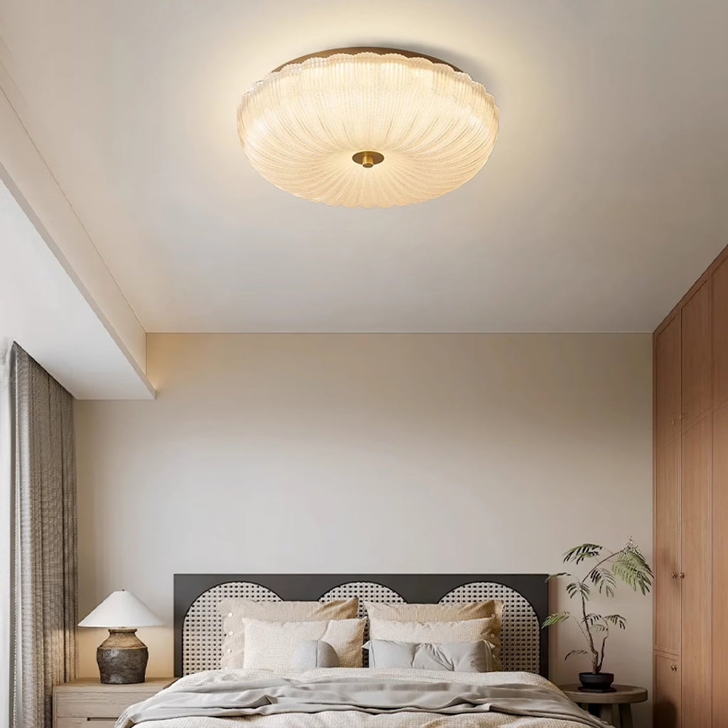 Rippled Glass Flush Mount Ceiling Light for Soft, Even Illumination