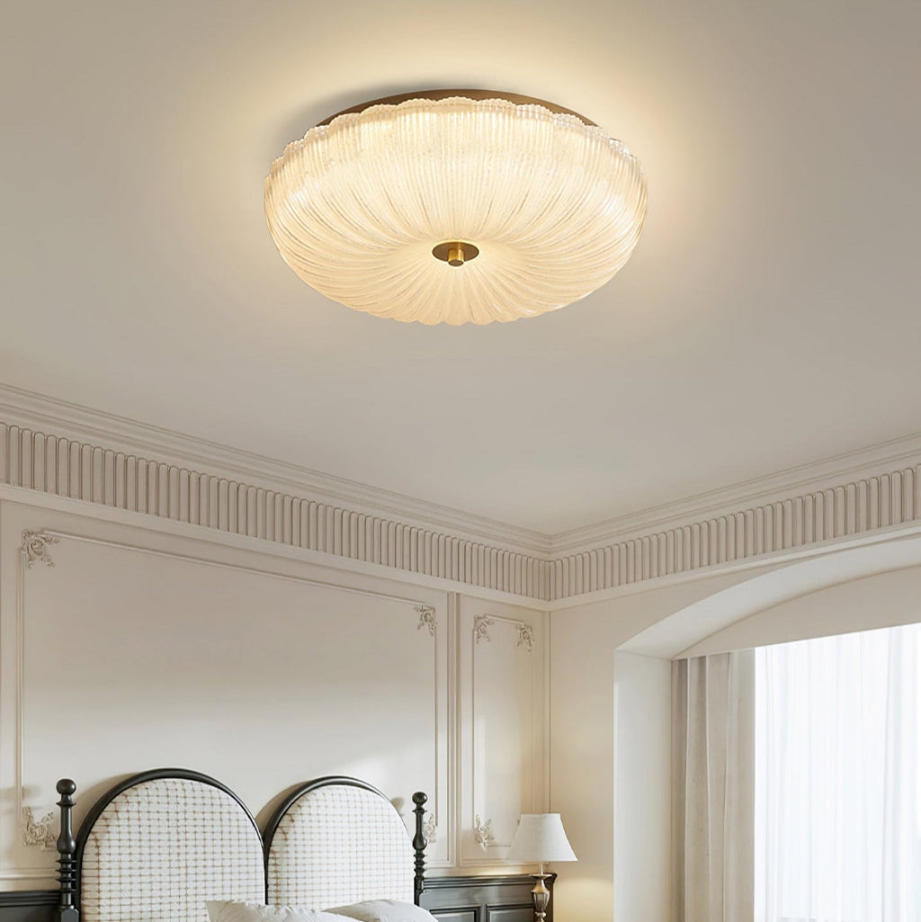 Rippled Glass Flush Mount Ceiling Light for Soft, Even Illumination