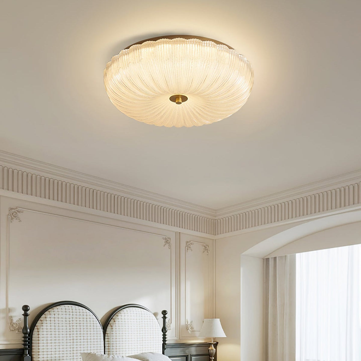 Rippled Glass Flush Mount Ceiling Light for Soft, Even Illumination