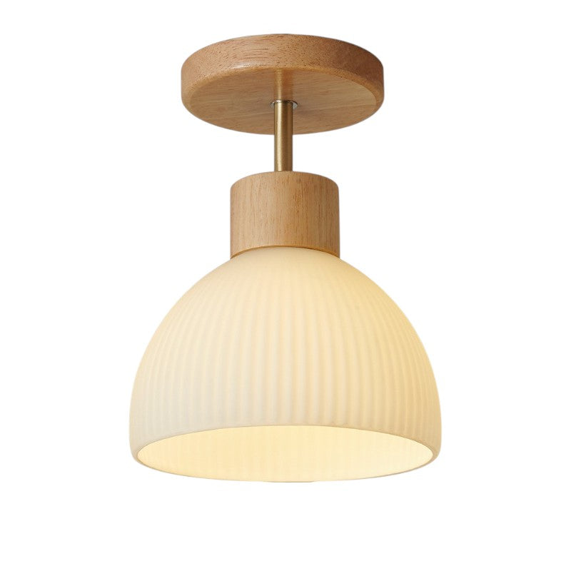 Scandinavian Wood And Glass Ceiling Light Fixture For Indoor Lighting