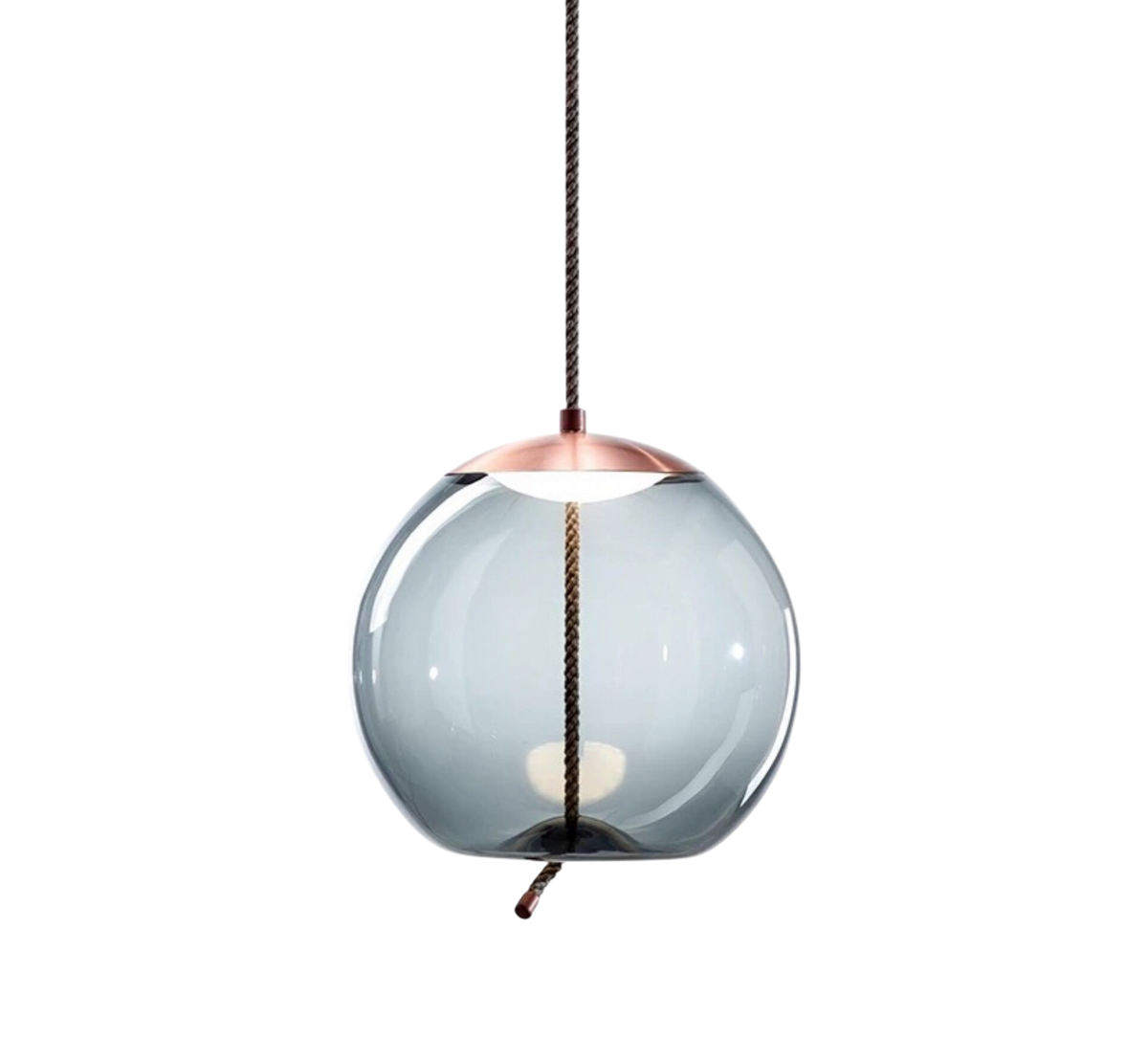 Rose Gold Smoked Glass Pendant Light Height Adjustable Ceiling Lamp