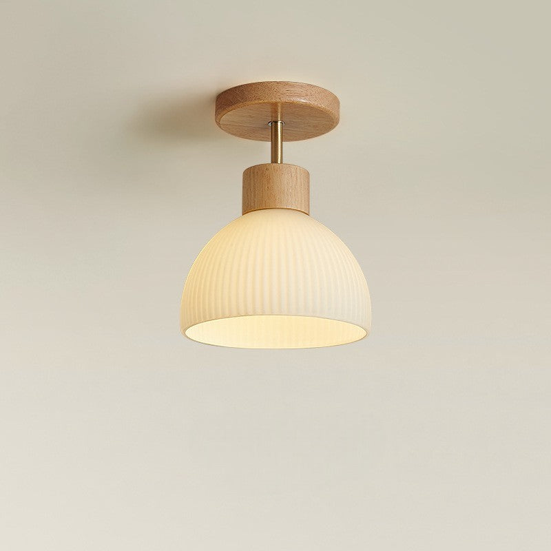 Scandinavian Wood And Glass Ceiling Light Fixture For Indoor Lighting