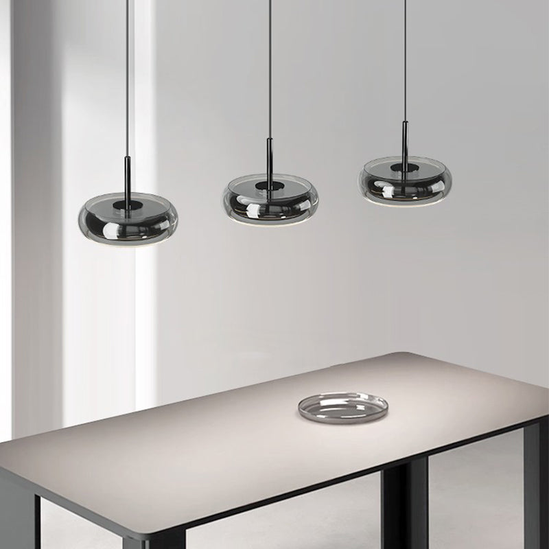Three-Light Glass Kitchen Island Pendant Light With LED Illumination