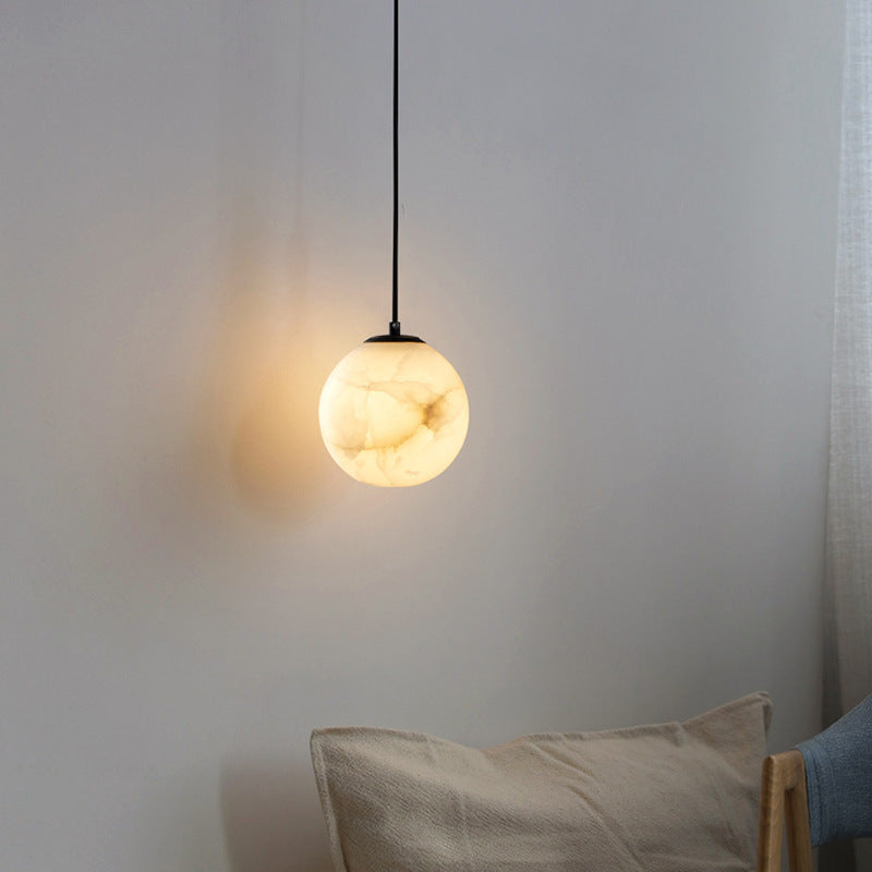 Natural Marble Spherical Pendant Light for Ambient Illumination