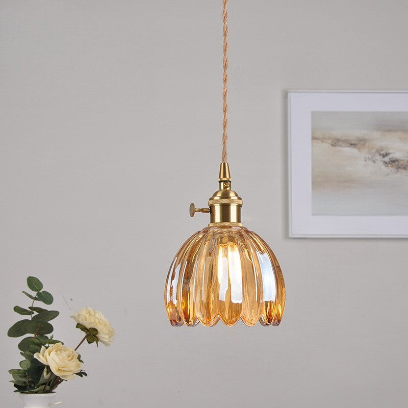 Japanese Ribbed Glass Pendant Light for Soft Ambient Illumination