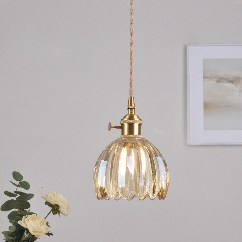 Japanese Ribbed Glass Pendant Light for Soft Ambient Illumination