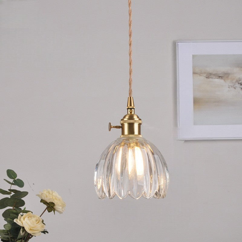 Japanese Ribbed Glass Pendant Light for Soft Ambient Illumination