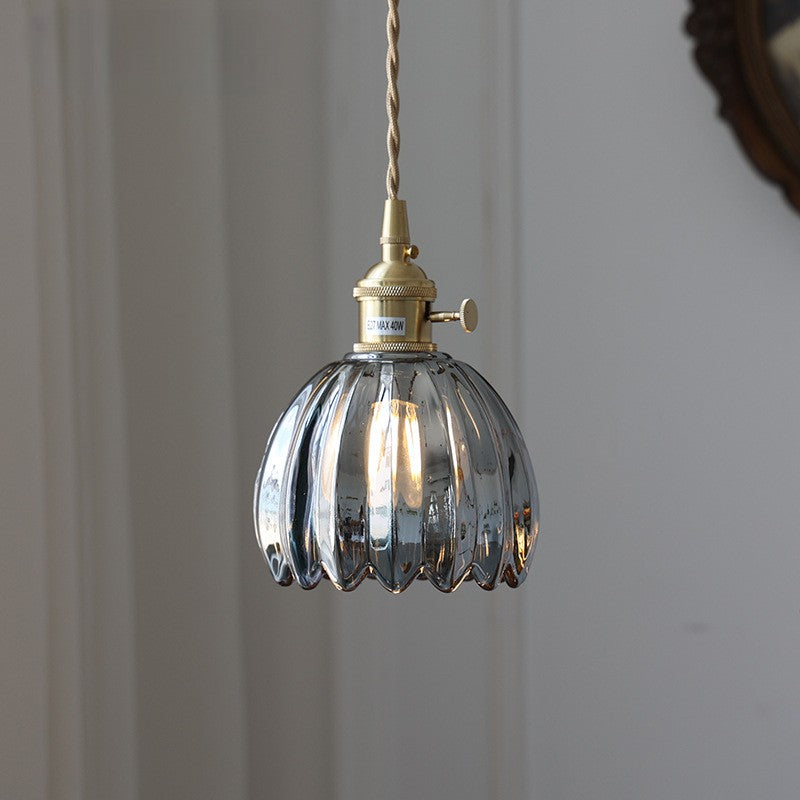 Japanese Ribbed Glass Pendant Light for Soft Ambient Illumination