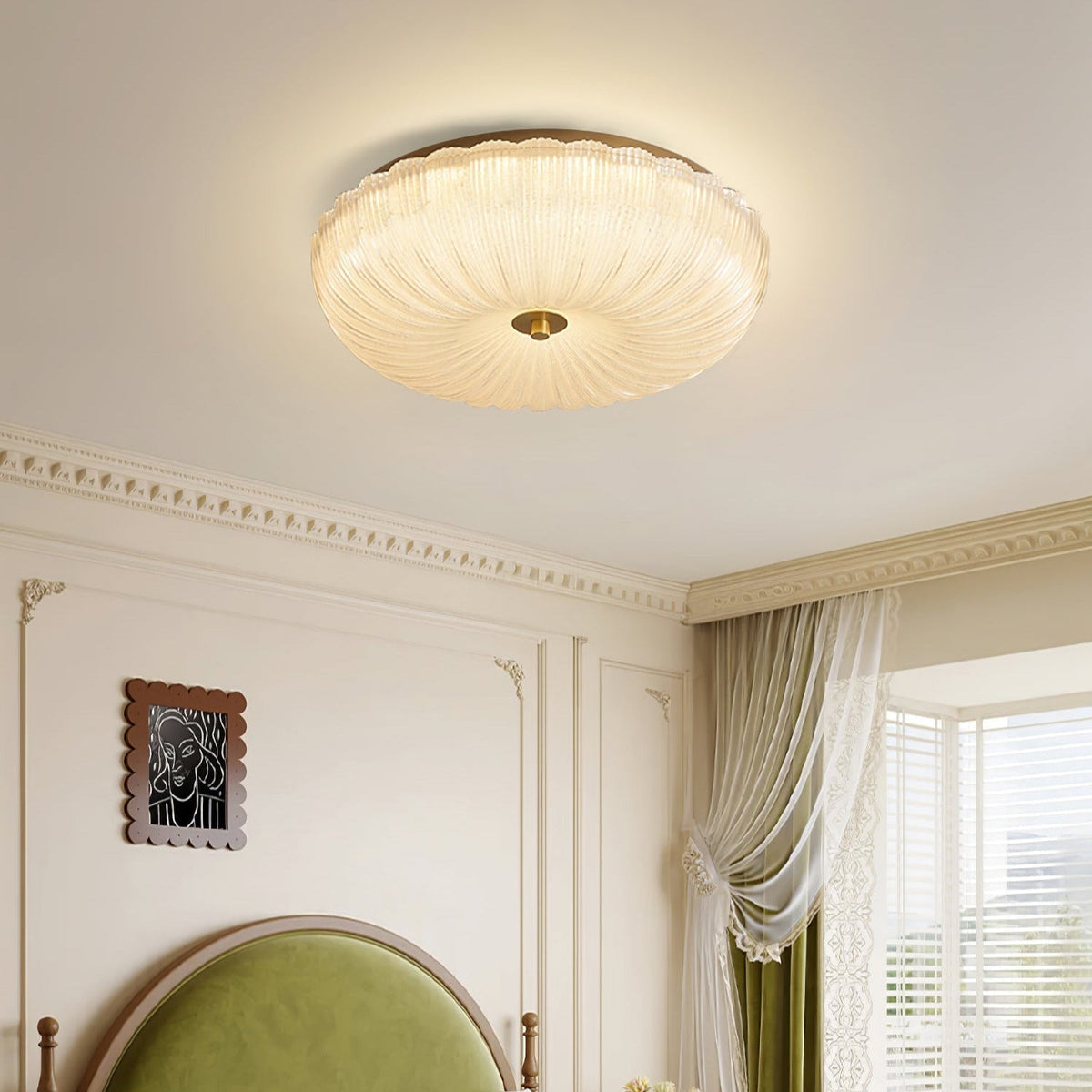 Rippled Glass Flush Mount Ceiling Light for Soft, Even Illumination