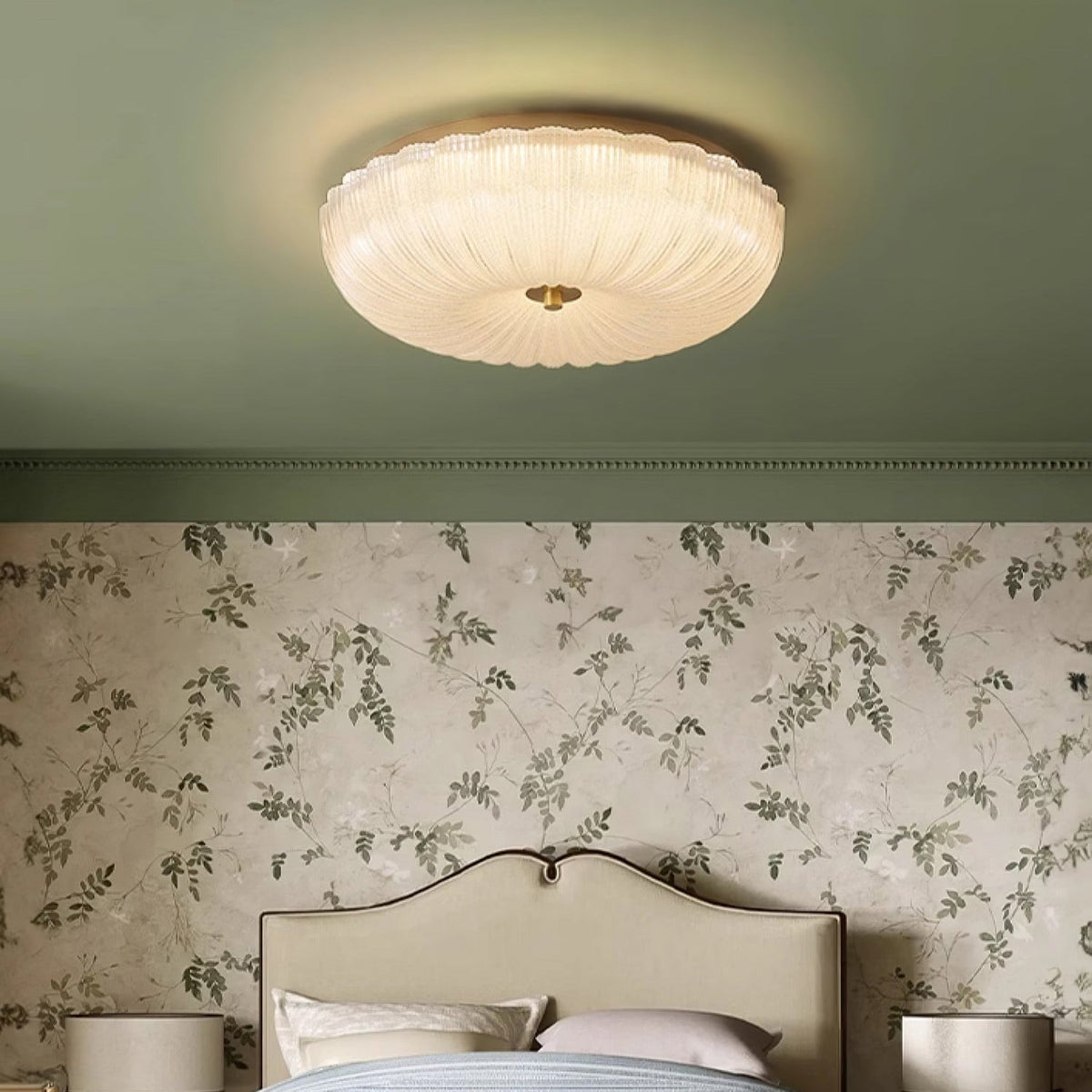 Rippled Glass Flush Mount Ceiling Light for Soft, Even Illumination