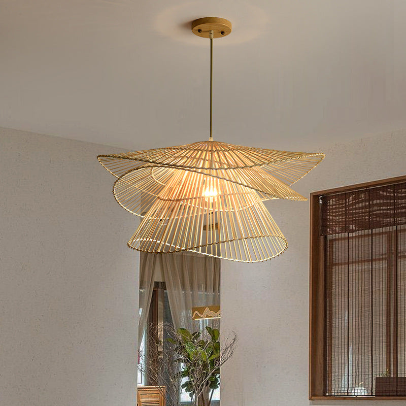 Organic Rattan Pendant Light With Woven Shade For Ambient Lighting