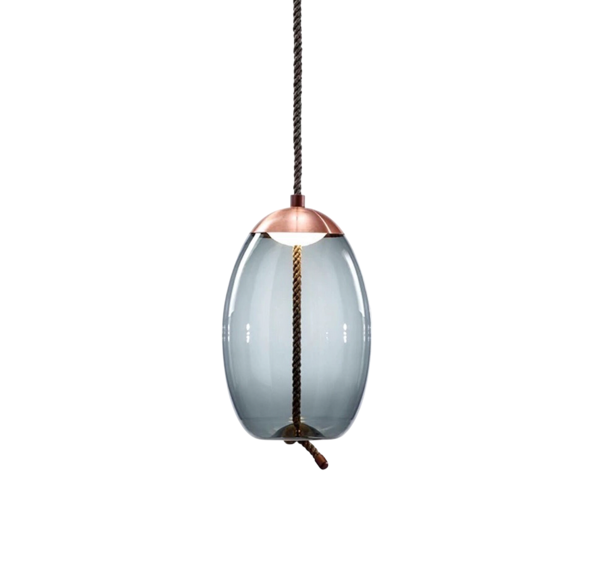 Rose Gold Smoked Glass Pendant Light Height Adjustable Ceiling Lamp