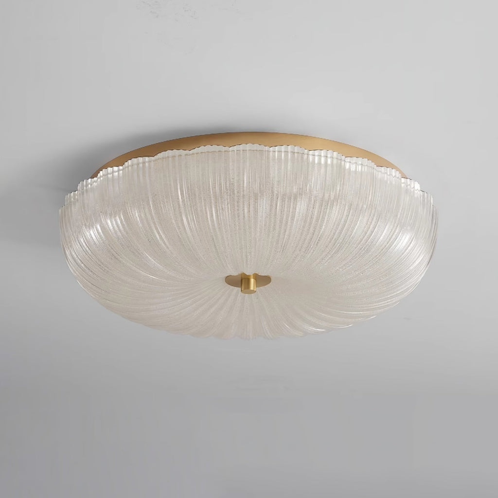 Rippled Glass Flush Mount Ceiling Light for Soft, Even Illumination