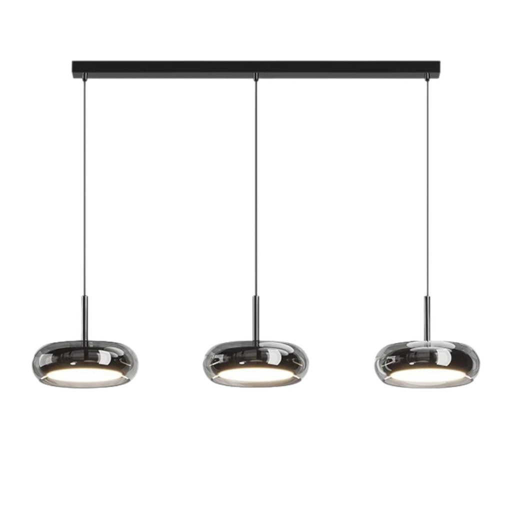 Three-Light Glass Kitchen Island Pendant Light With LED Illumination