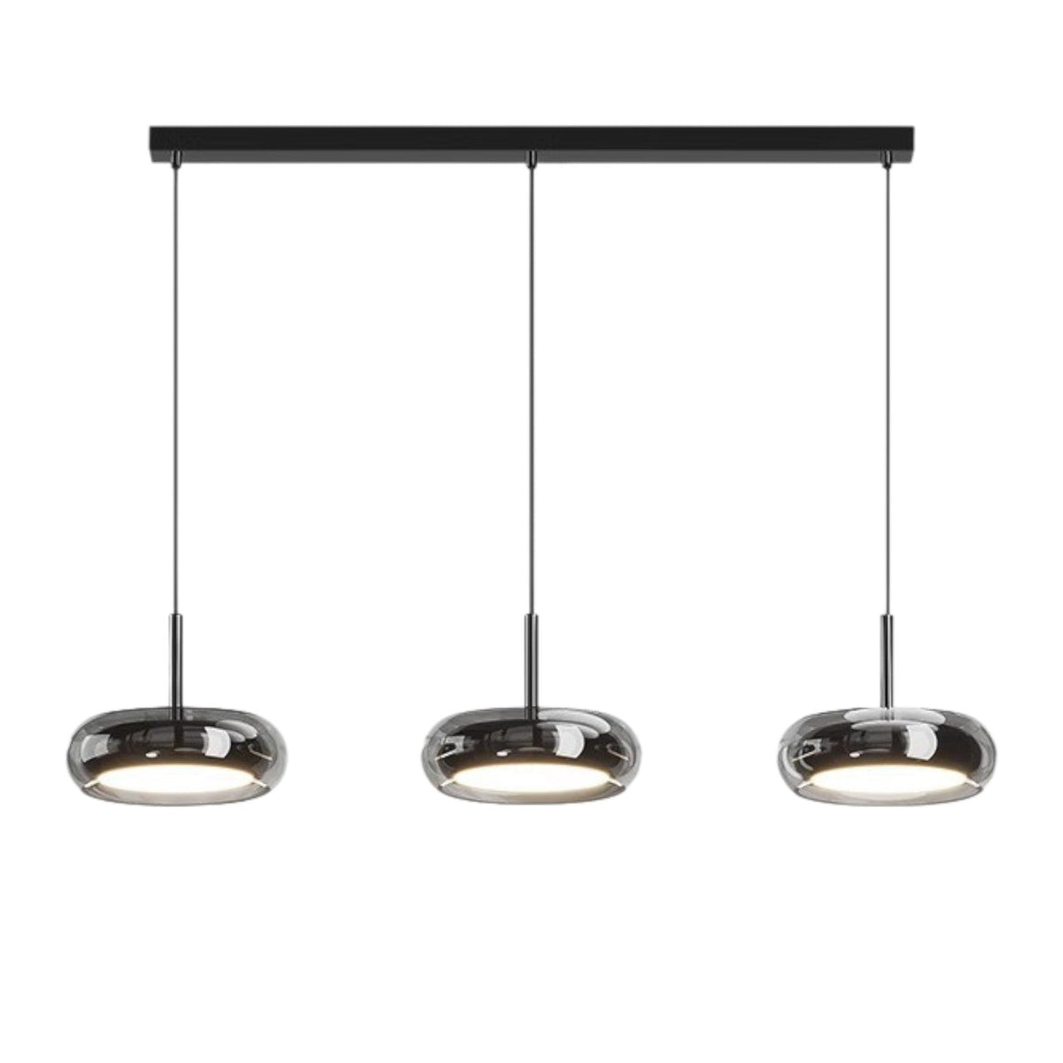 Three-Light Glass Kitchen Island Pendant Light With LED Illumination