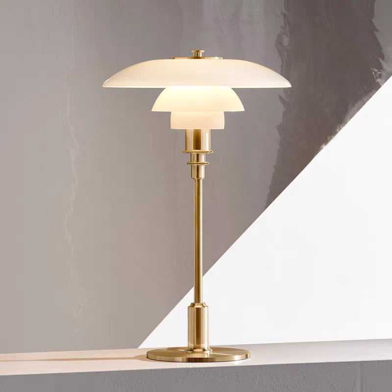 Vintage Danish Glass Shade Table Lamp for Reading and Ambient Lighting