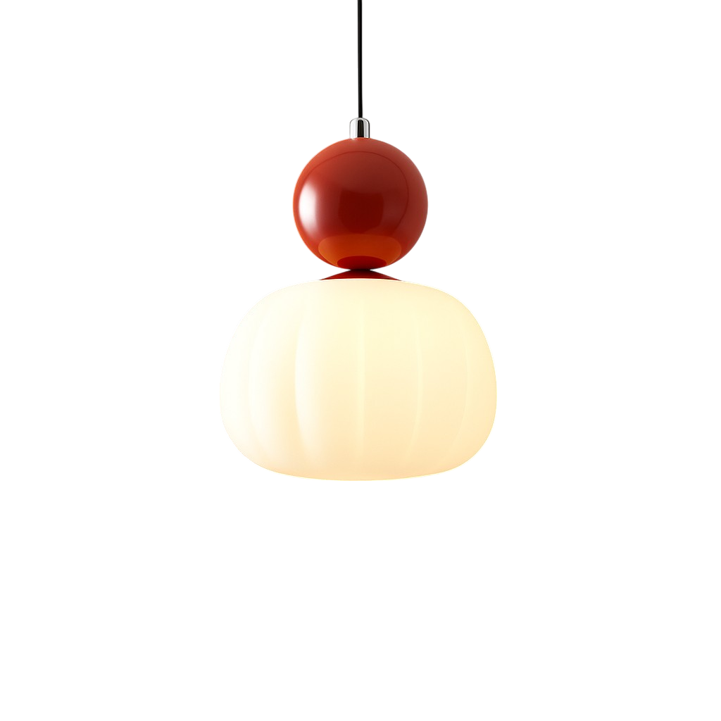 Opal Effect Pendant Light with Coloured Sphere Cap and Adjustable Cable