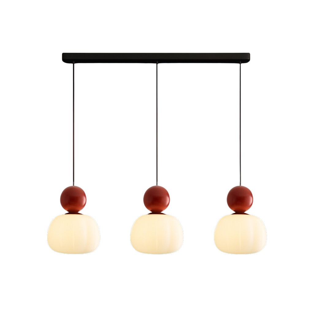 Opal Effect Pendant Light with Coloured Sphere Cap and Adjustable Cable