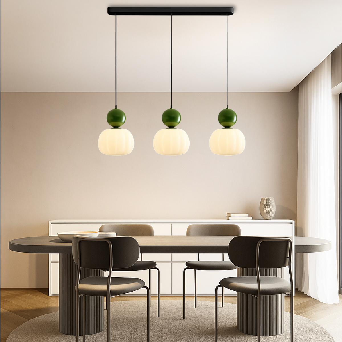 Opal Effect Pendant Light with Coloured Sphere Cap and Adjustable Cable