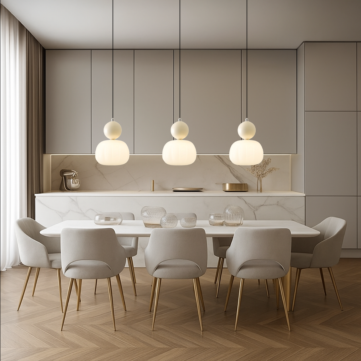 Opal Effect Pendant Light with Coloured Sphere Cap and Adjustable Cable