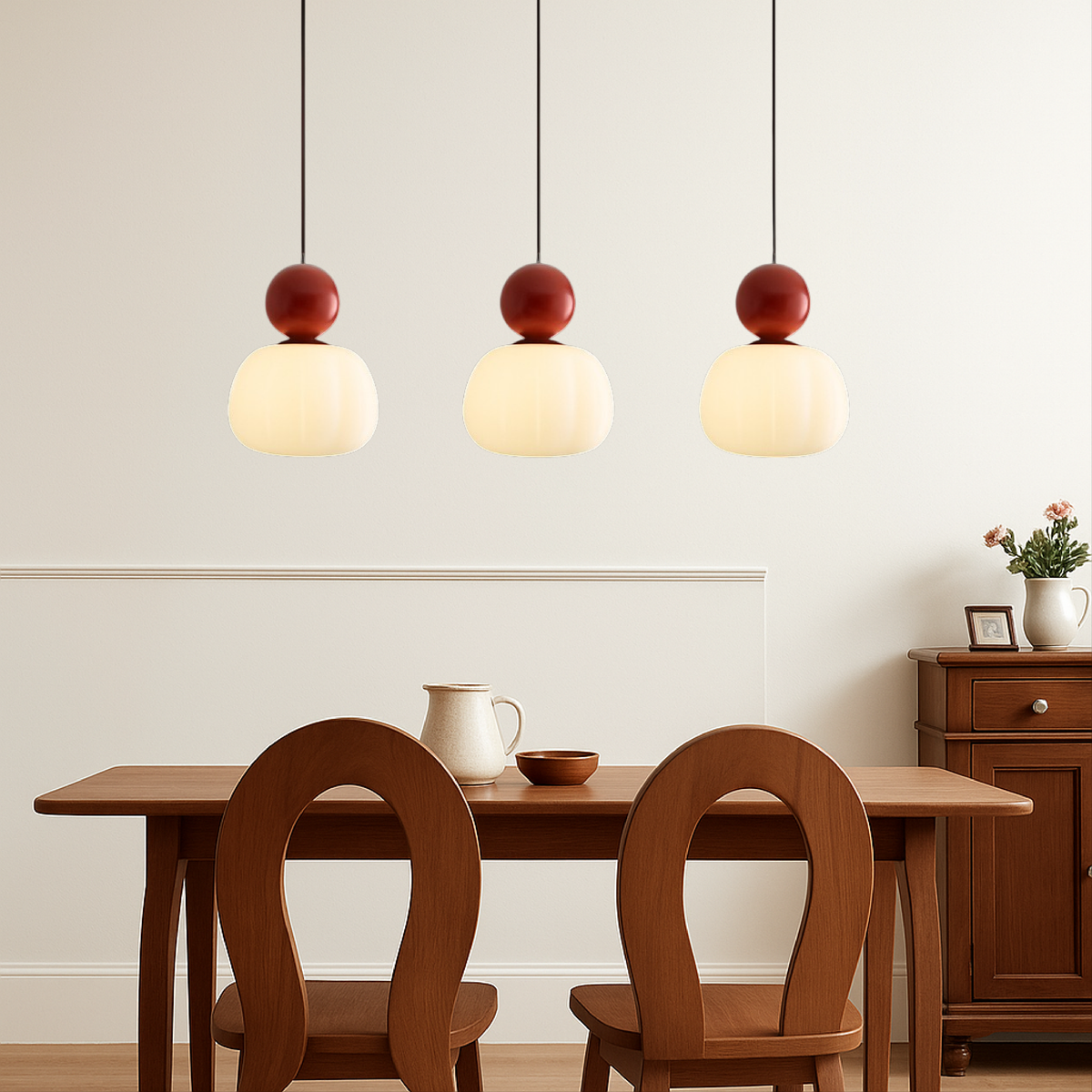 Opal Effect Pendant Light with Coloured Sphere Cap and Adjustable Cable