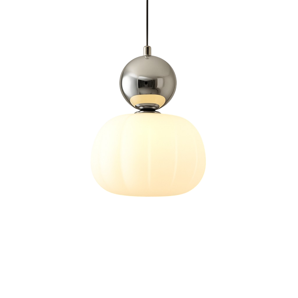 Opal Effect Pendant Light with Coloured Sphere Cap and Adjustable Cable