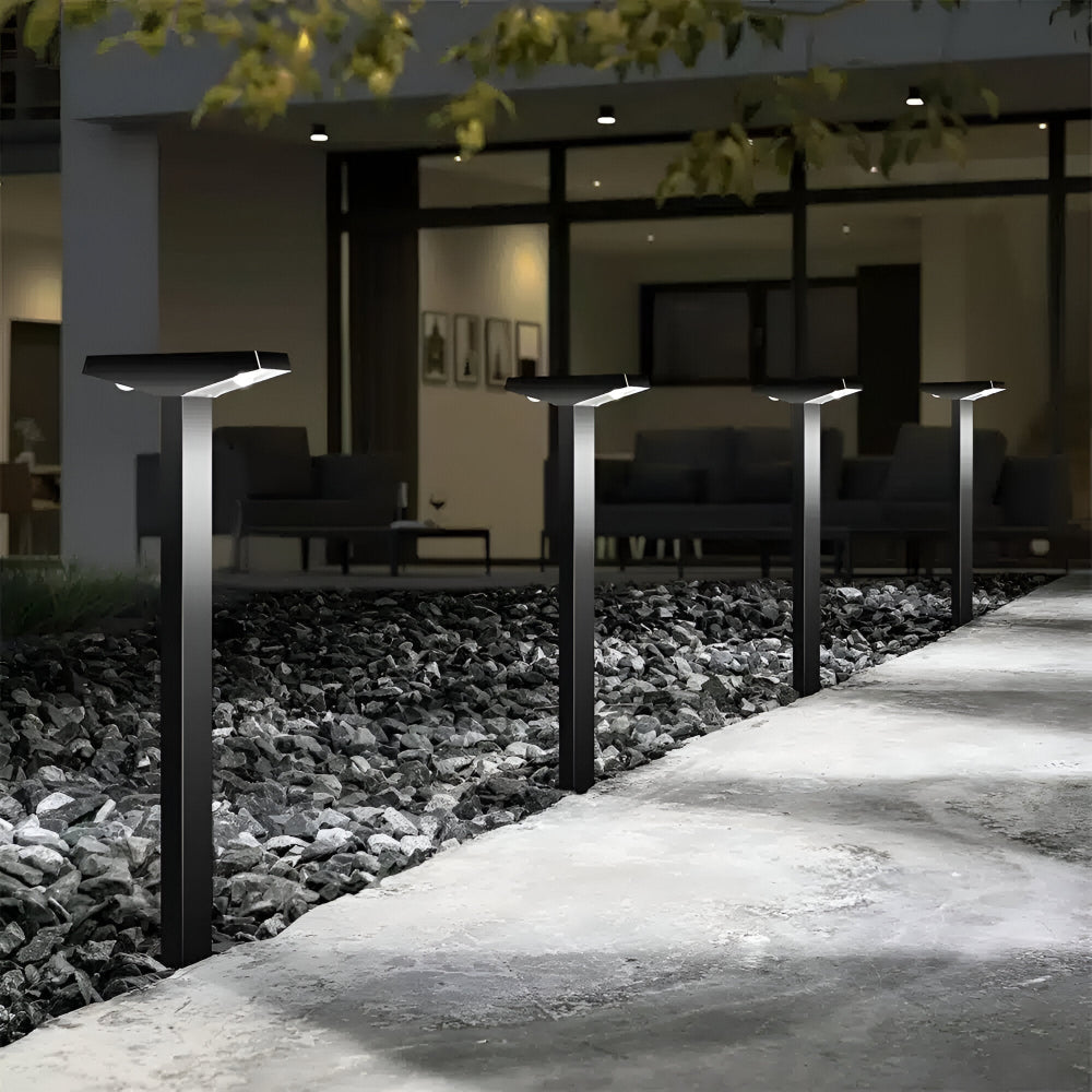 Solar LED T Post Pathway Lights With Rectangular Head for Outdoor Walkways