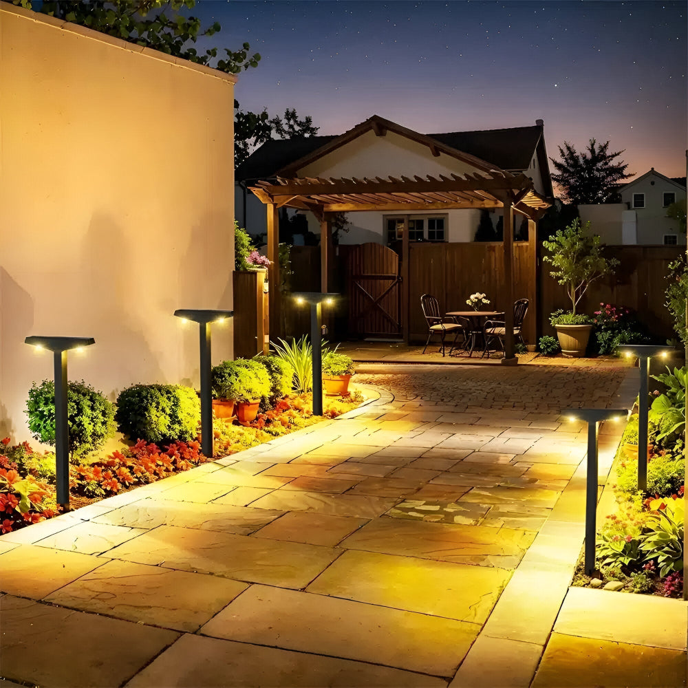 Solar LED T Post Pathway Lights With Rectangular Head for Outdoor Walkways