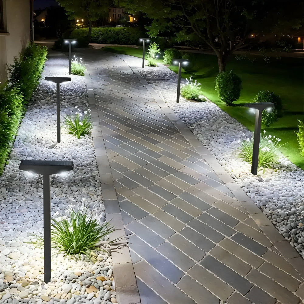 Solar LED T Post Pathway Lights With Rectangular Head for Outdoor Walkways