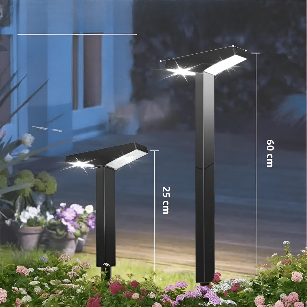 Solar LED T Post Pathway Lights With Rectangular Head for Outdoor Walkways
