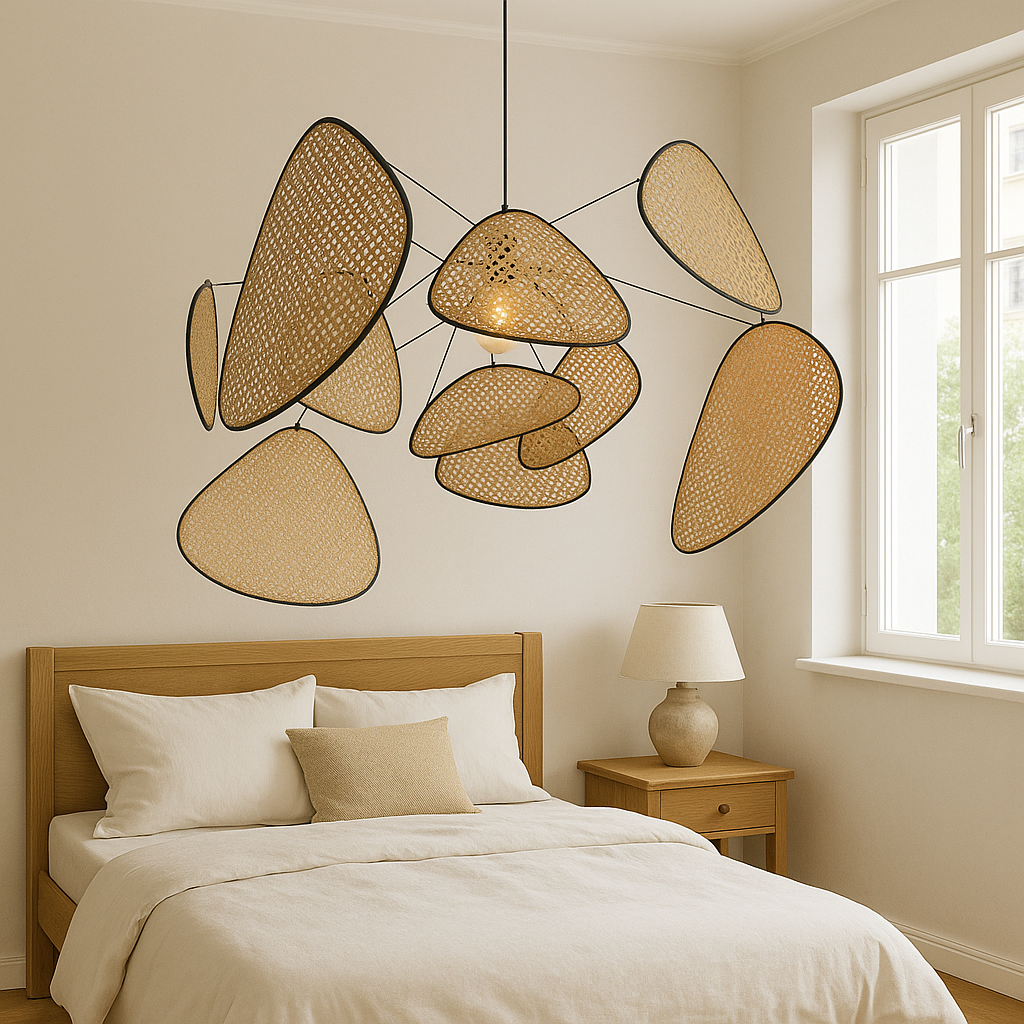 Organic Rattan Sculptural Pendant Light for Soft Ambient Lighting