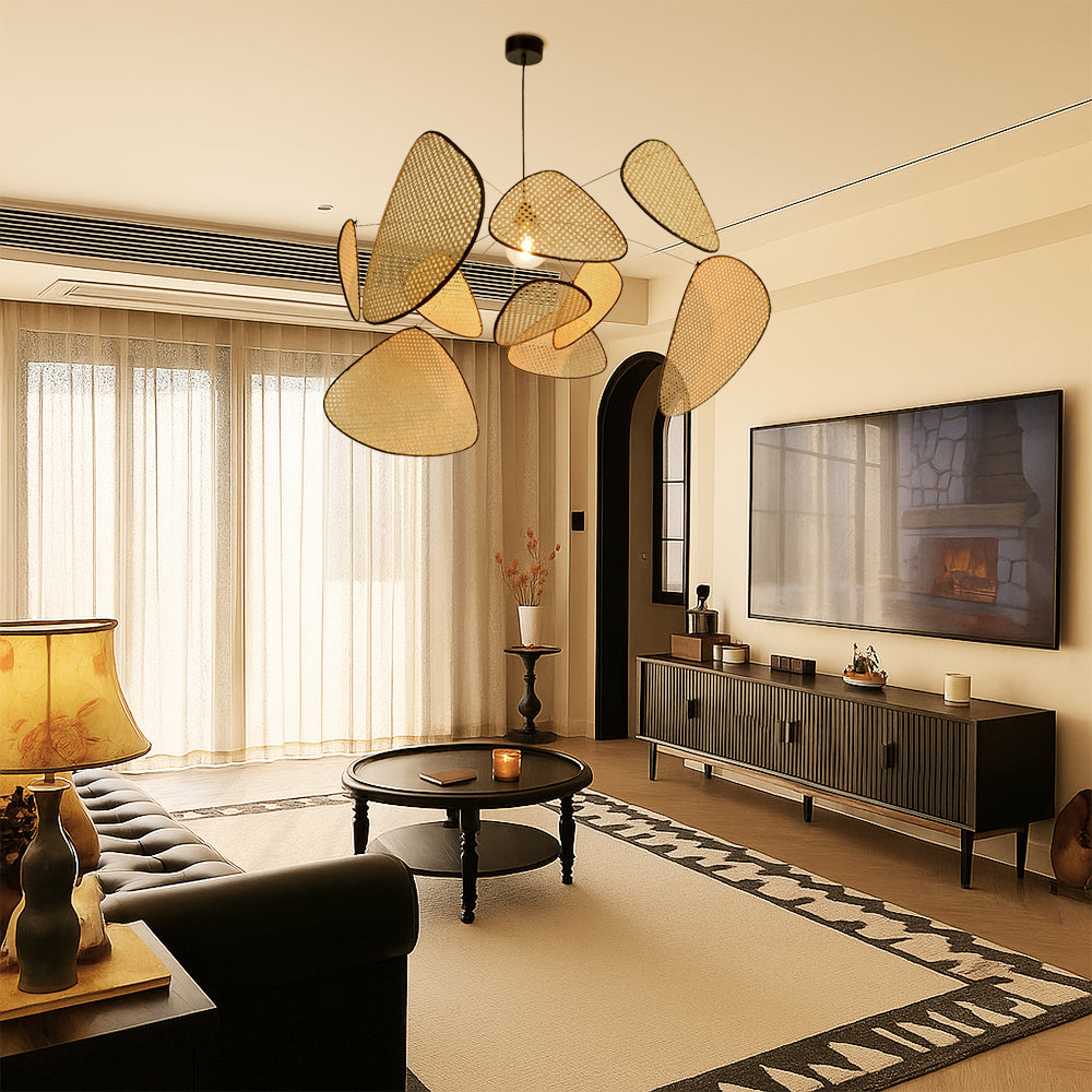 Organic Rattan Sculptural Pendant Light for Soft Ambient Lighting