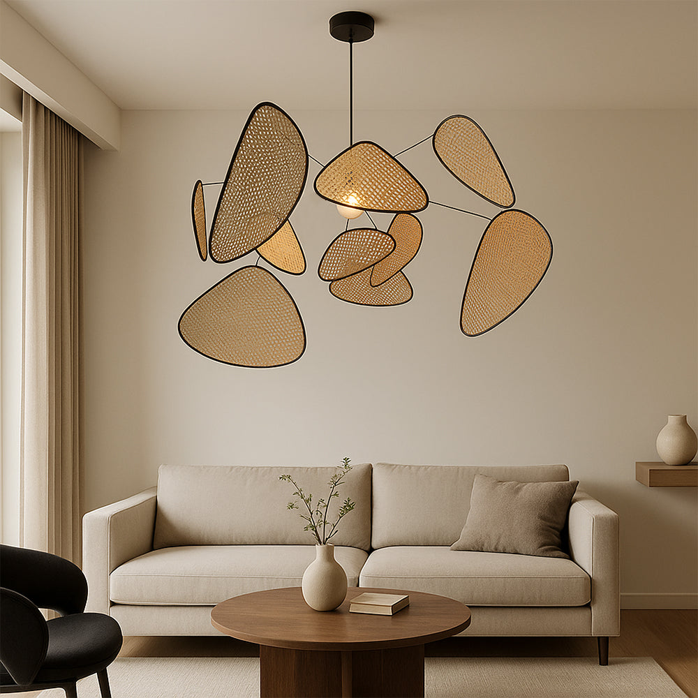 Organic Rattan Sculptural Pendant Light for Soft Ambient Lighting
