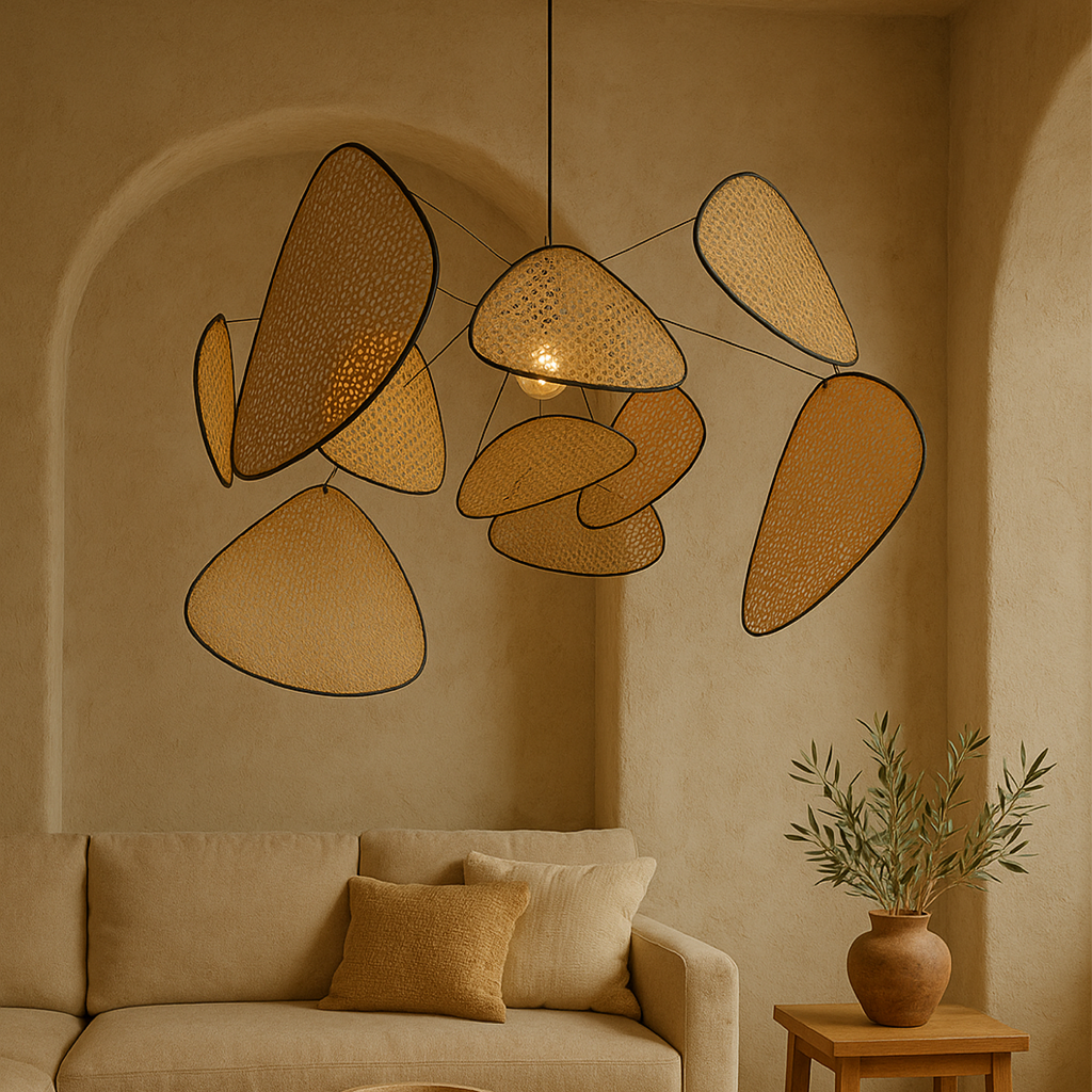 Organic Rattan Sculptural Pendant Light for Soft Ambient Lighting