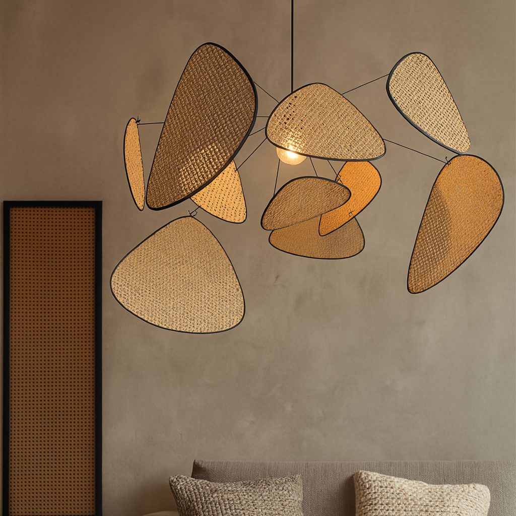 Organic Rattan Sculptural Pendant Light for Soft Ambient Lighting