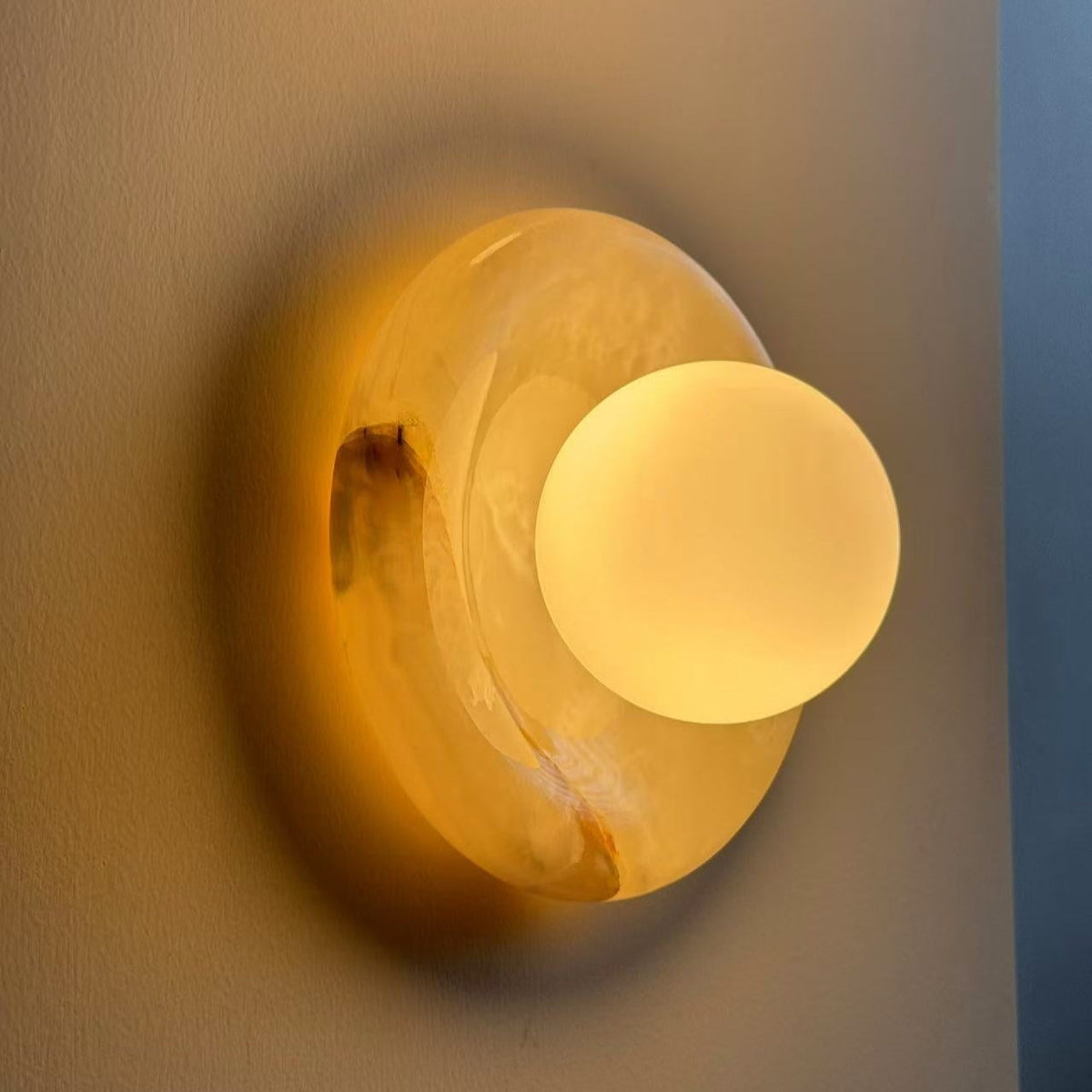 Marble Wall Sconce With Glass Globe for Indoor LED Lighting