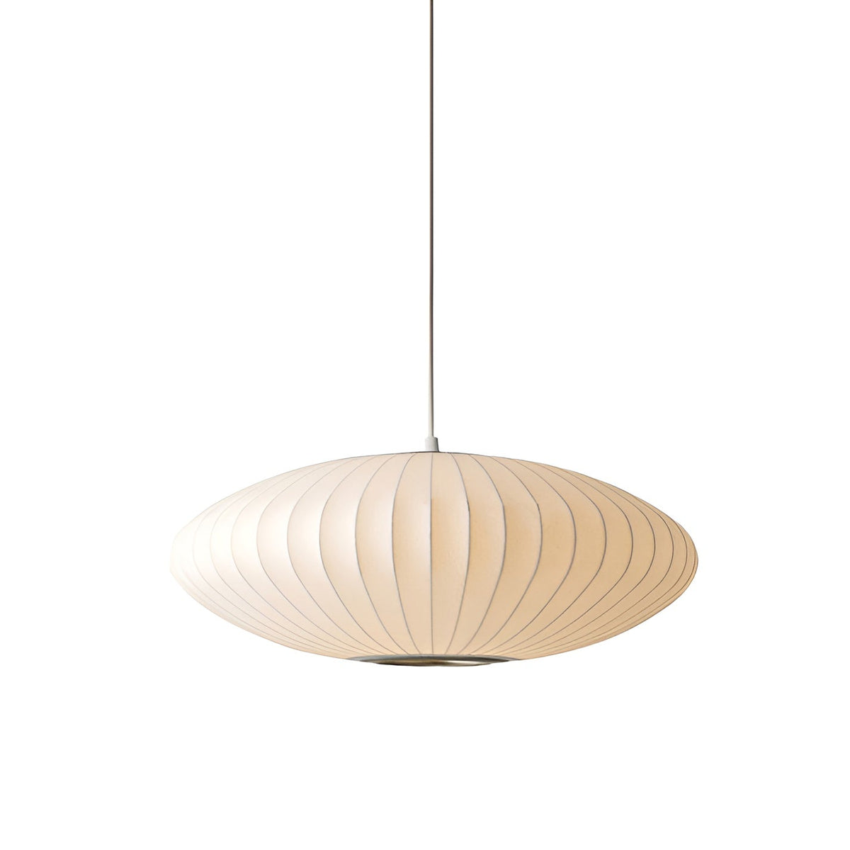 Oval Pendant Light with Vertical Lined Shade for Diffused Lighting