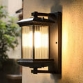 Modern Outdoor Wall Lantern Light with Fluted Glass Coffee Brown Finish