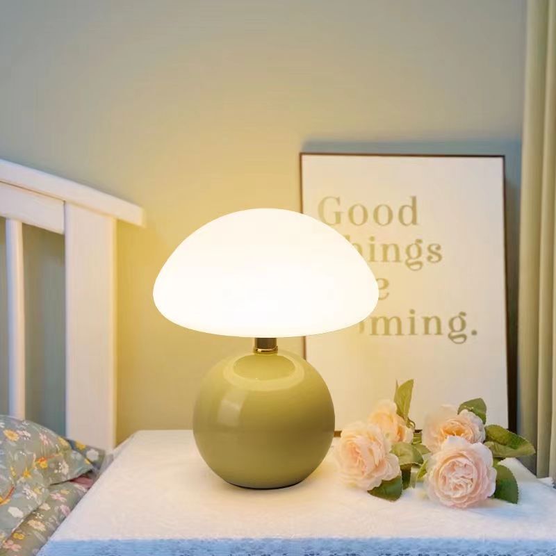 Modern Glass Mushroom Table Lamp for Ambient Bedside Lighting