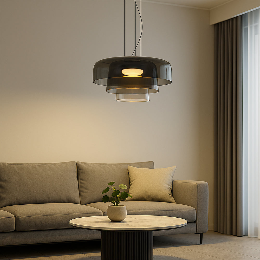 Layered Glass LED Pendant Light for Dining Room Kitchen and Living Room