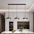 Three-Light Glass Kitchen Island Pendant Light With LED Illumination