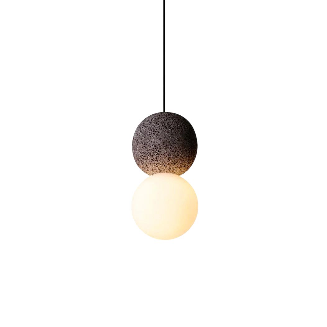 Minimalist Obsidian Stone Pendant Light for Focused Downward Illumination
