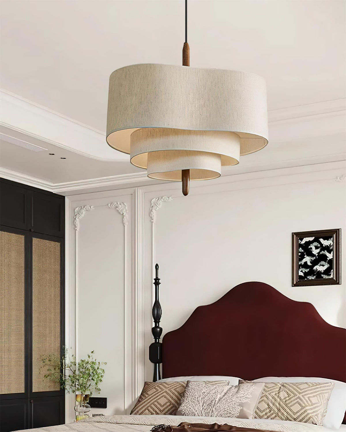 Layered Linen Drum Pendant Light With Diffused Ambient Lighting