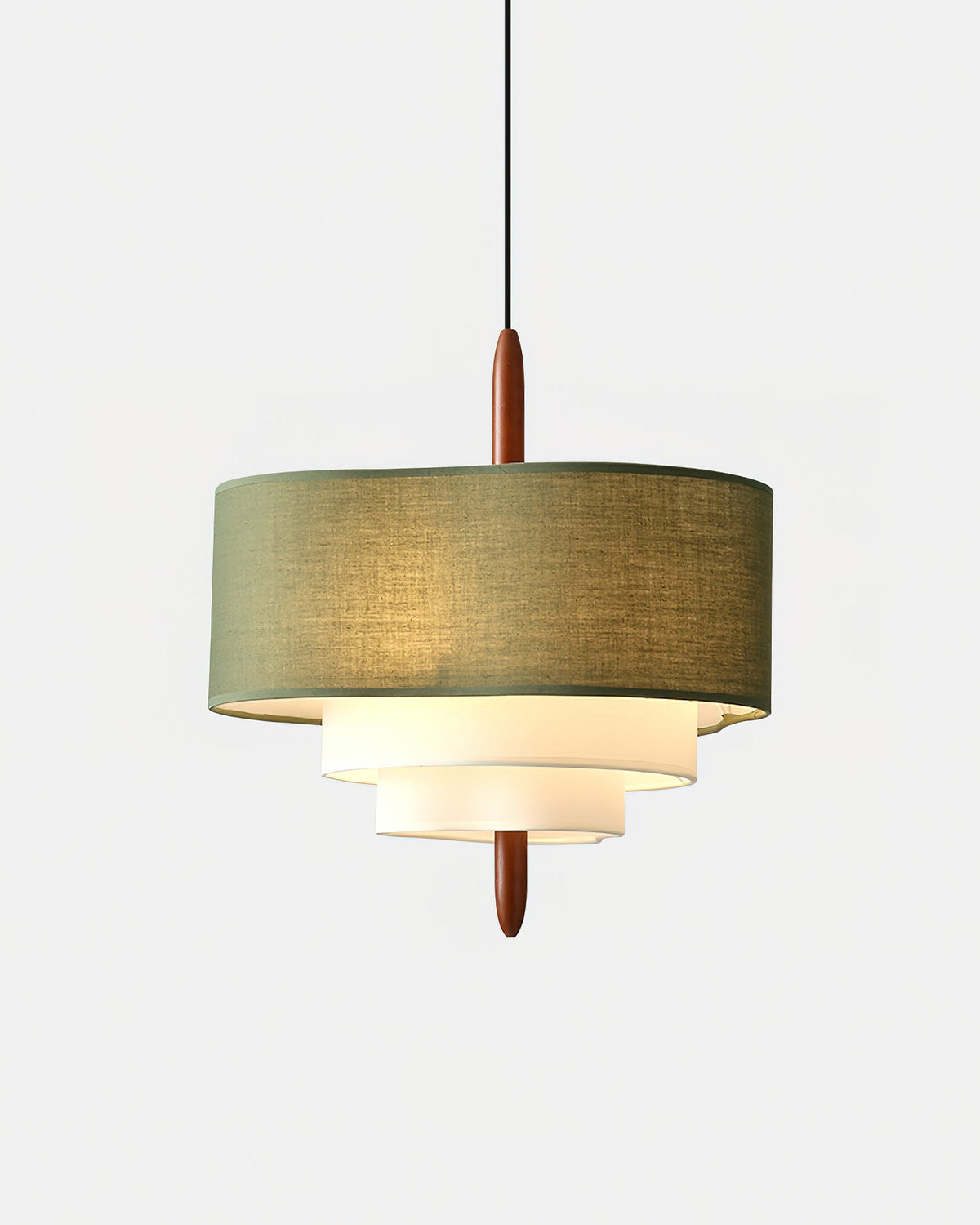 Layered Linen Drum Pendant Light With Diffused Ambient Lighting