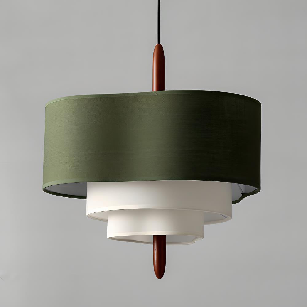 Layered Linen Drum Pendant Light With Diffused Ambient Lighting